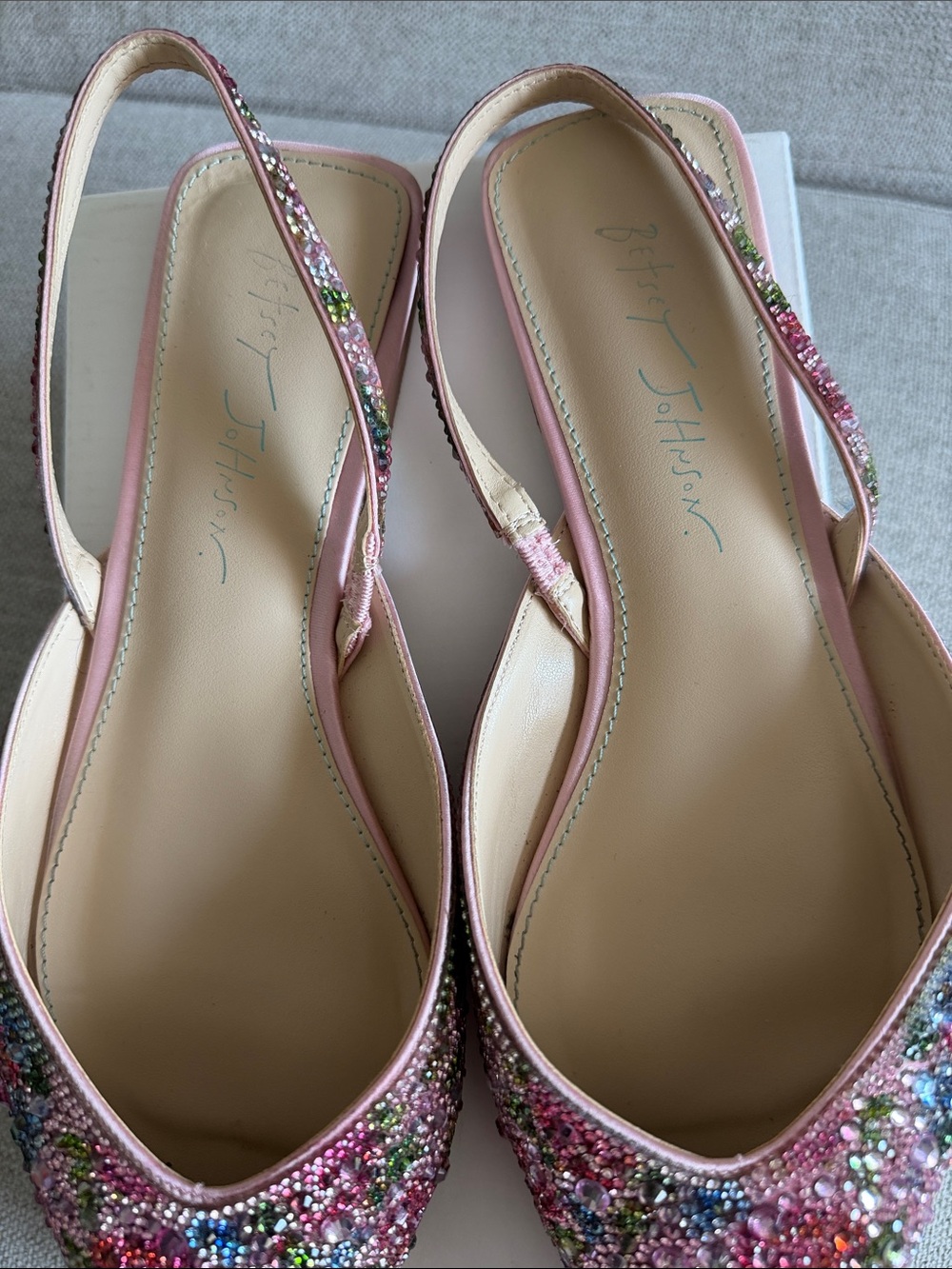 Betsey Johnson Pink Beaded Pointed-Toe Slingback Mules - Picture 3 of 10